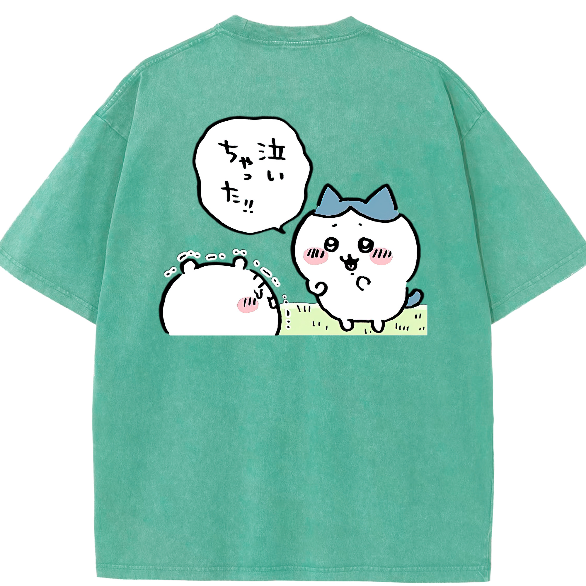 （画像用） ちいかわ ハチワレ Chii-kawa hachiware 綿100% ヴィンテージ風 半袖Tシャツ（背面プリント）